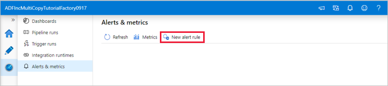 Screenshot del pulsante Nuova regola di notifica.