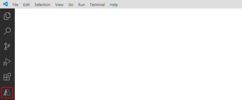 Screenshot che mostra la barra attività di Visual Studio Code e l'icona di Azure selezionata.