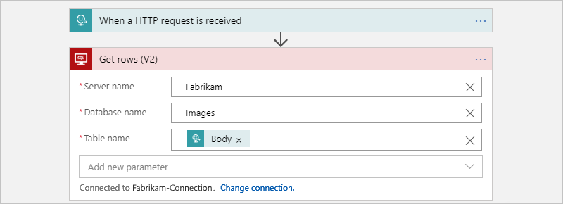 Screenshot che mostra il flusso di lavoro figlio A consumo che ottiene le righe per ogni tabella.