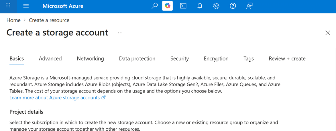 Screenshot delle schede che contengono le impostazioni di ciascun account di archiviazione.