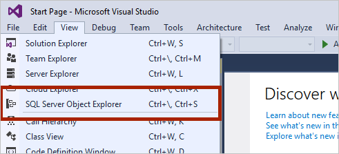 Esplora oggetti di SQL Server