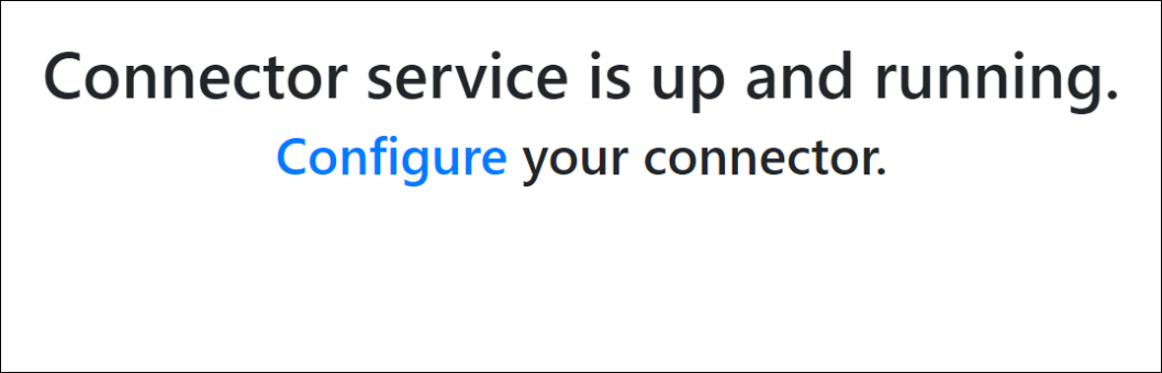 Screenshot della home page dell'app Web del connettore ospitato Azure.