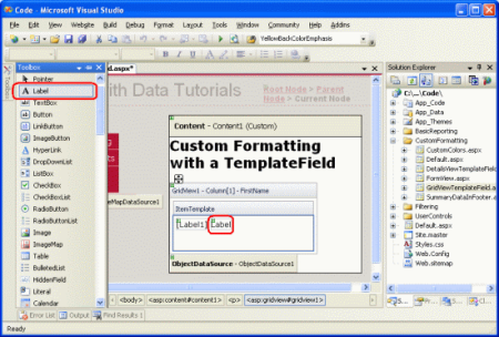 Aggiungere un controllo Label Web all'ItemTemplate del TemplateField FirstName