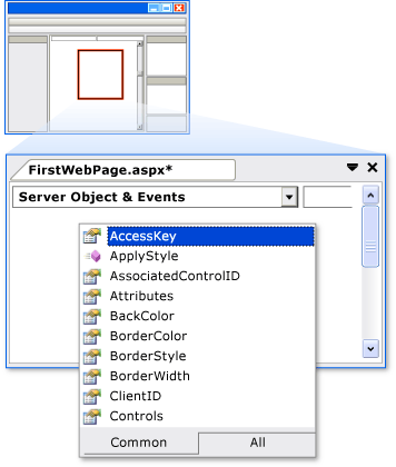 IntelliSense nella visualizzazione Codice
