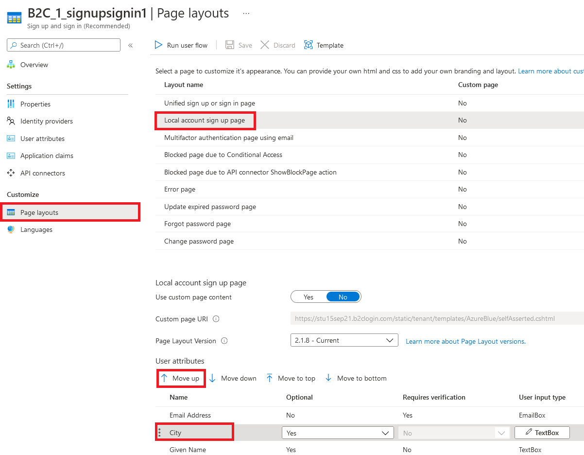 Menu a discesa di selezione del modello nella pagina del workflow utente del portale di Azure.