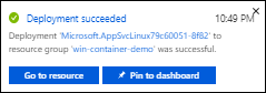 Screenshot che mostra il successo del deployment.