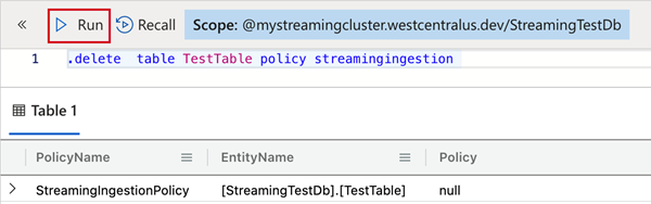 Eliminare il criterio di inserimento in streaming in Azure Data Explorer.