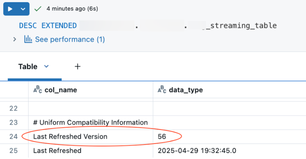 Comando DESCRIBE EXTENDED per verificare la versione della Compatibility Mode