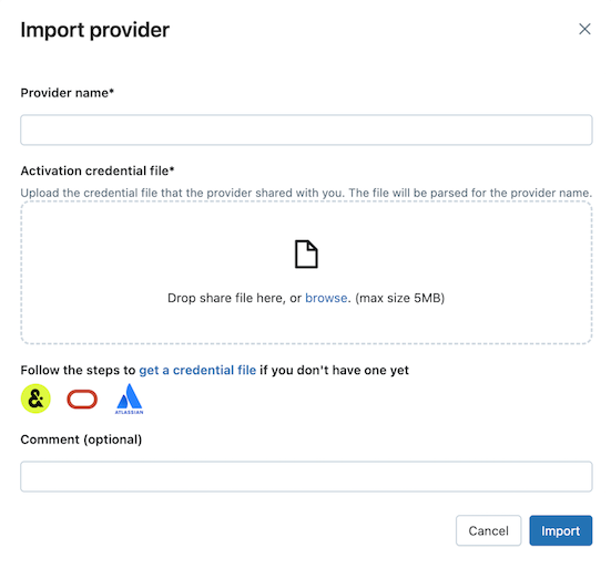 Importare il file di credenziali di un provider direttamente da un provider