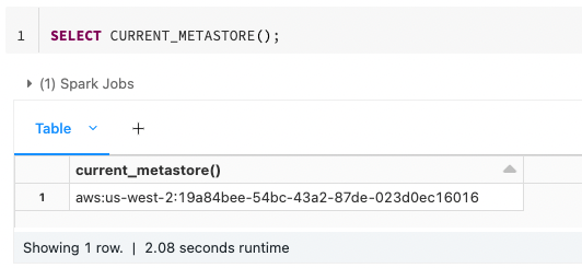 esempio di CURRENT_METASTORE