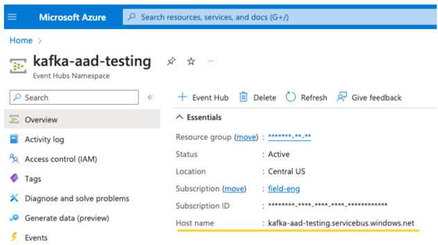 Namespace di Event Hubs
