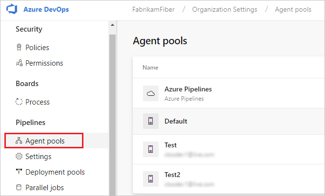 Selezionare pool di agenti.