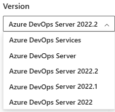 Screenshot di come selezionare una versione dal selettore Azure DevOps Versioni del contenuto.