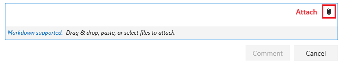 Screenshot che mostra come selezionare l'icona del foglio per allegare un file a una pagina wiki.
