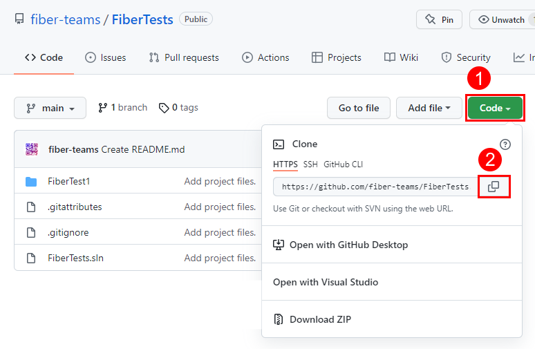 Screenshot del popup Clone nel sito di GitHub.