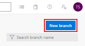Screenshot del pulsante 'Nuovo ramo' sulla pagina del repository di Azure DevOps.