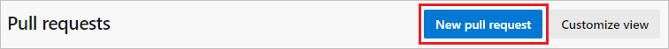 Screenshot del pulsante Pull request nuova.