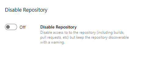 Screenshot che mostra l'impostazione Disabilita Repository.