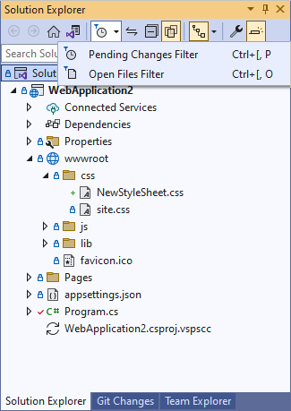 screenshot di Esplora soluzioni con progetti e file.