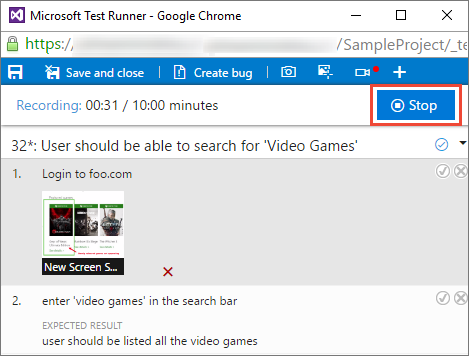 Screenshot che mostra l'interruzione di una registrazione dello schermo.