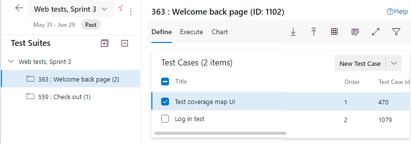 Screenshot che mostra il piano di test copiato, in visualizzazione browser.