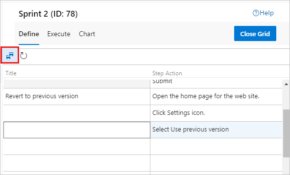 Screenshot che mostra l'opzione di salvataggio per i passaggi copiati da Excel alla visualizzazione Grid.