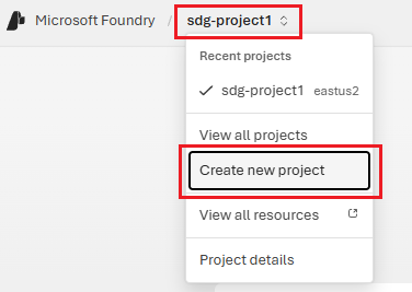 Screenshot del portale di Foundry che mostra il menu a tendina 