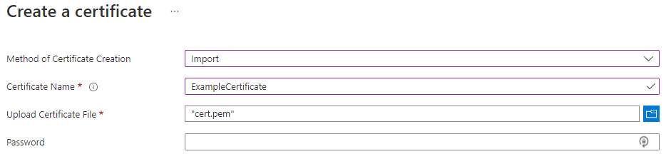 Importare un certificato tramite il portale di Azure