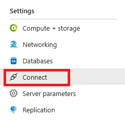 Screenshot che mostra il posizionamento del pannello Connetti nel portale di Azure.