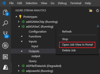 Screenshot dell'estensione VS Code che apre la visualizzazione del processo nel portale.