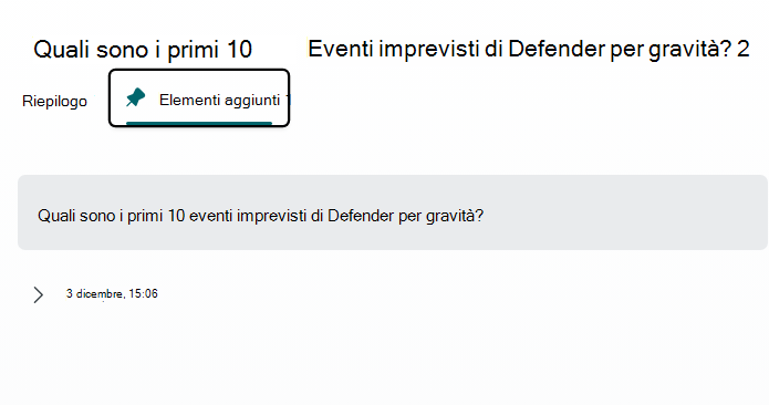 Screenshot che mostra la scheda pin e la sessione di esempio.