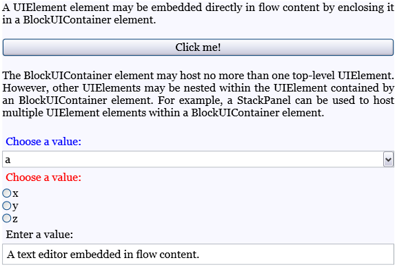 Screenshot: UIElement incorporato nel contenuto del flusso