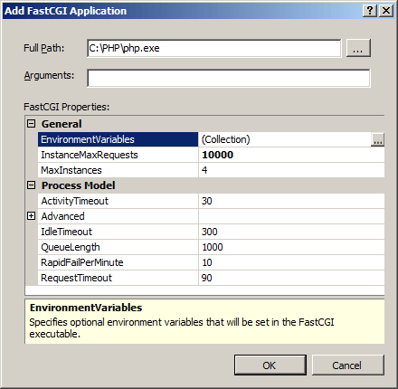 Screenshot che mostra la finestra di dialogo Aggiungi applicazione Fast C G I.