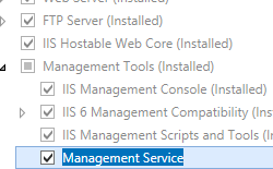 Screenshot che mostra l'opzione Servizio di gestione selezionata per Windows Server 2012.