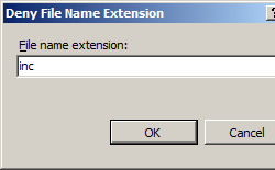 Immagine della finestra di dialogo Nega estensione file che visualizza l'estensione del nome file digitata nel campo corrispondente.