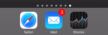 Esempio di layout del dock iOS/iPadOS in un dispositivo iPhone