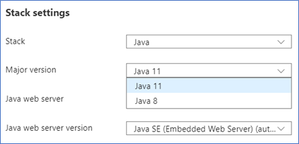 Usare il selettore per modificare la versione di Java