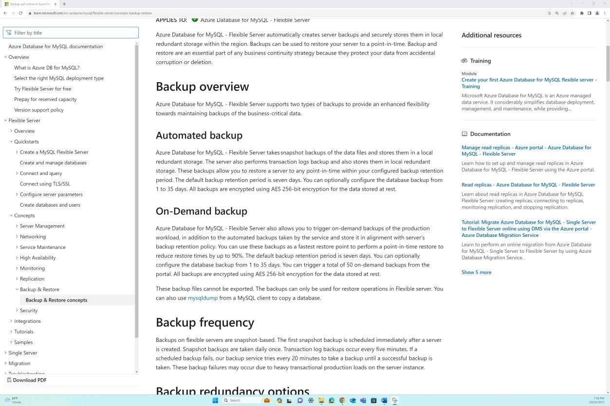 learn.microsoft.com documento di backup automatizzato.