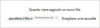 Screenshot della pagina dell'istruzione della regola che mostra l'opzione scegli una raccolta evidenziata.