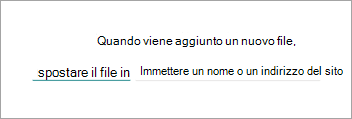 Screenshot della pagina dell'istruzione della regola che mostra l'opzione scegli un sito evidenziata.