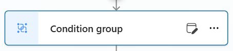 Screenshot di un nodo Gruppo di condizioni sulla canvas con icone di modifica e altre opzioni.