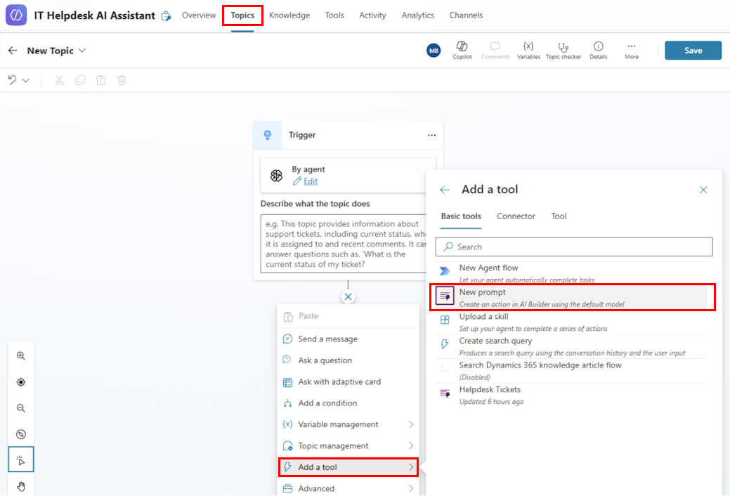 Screenshot dell'aggiunta di uno strumento nella scheda 