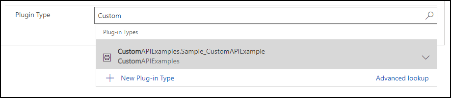 Imposta la ricerca del tipo di plug-in dell'API personalizzata.