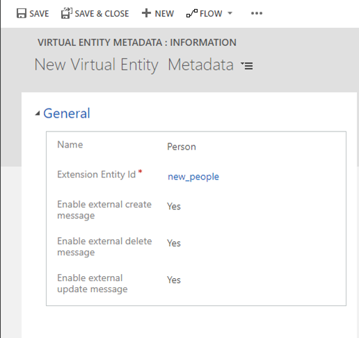 modulo di metadati dell'entità virtuale