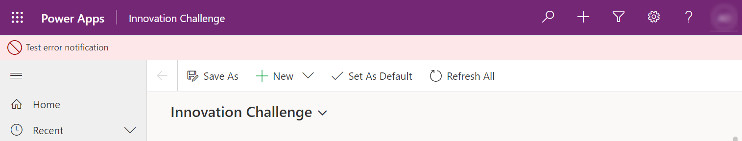 Esempio di notifica degli errori.