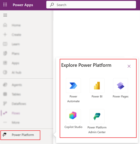 Accedi ai servizi di Power Platform.