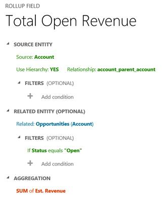 Aggregare i ricavi stimati all'interno della gerarchia degli account.