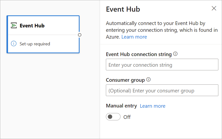 Schermata che mostra la scheda Hub eventi e il riquadro di configurazione nella visualizzazione diagramma.