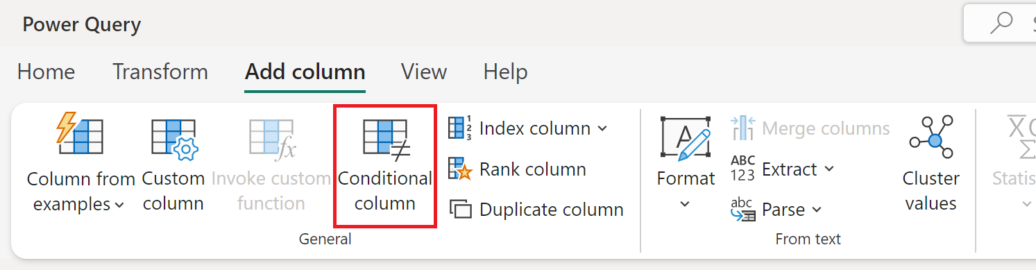 Screenshot della barra multifunzione di Power Query con la scheda 