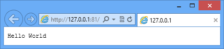 Un Web browser che visualizza la pagina Web Hello World